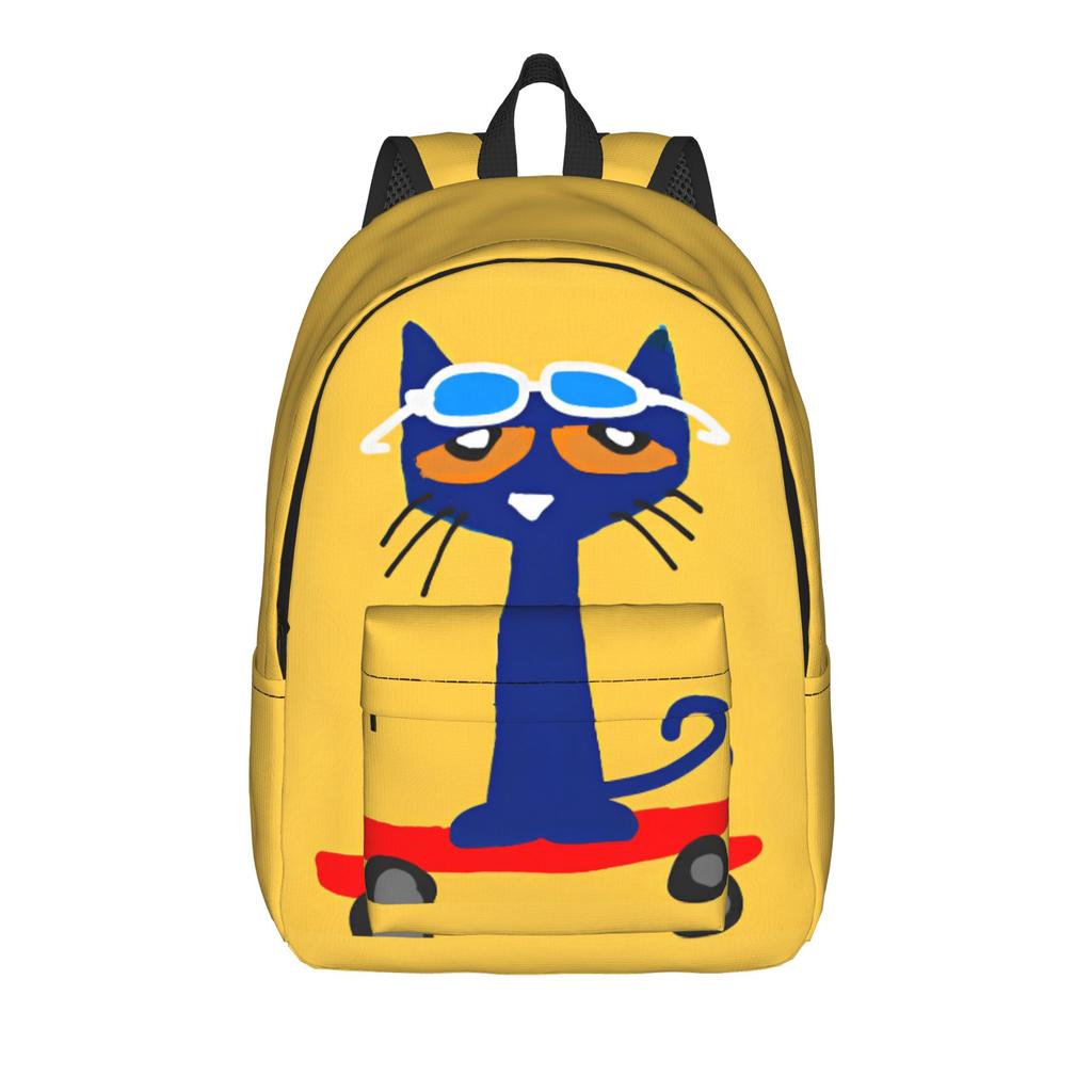 Cartoon Pete the Cat  Backpack for Men Women Fashion Student Work Daypack Groovy  College Shoulder Bag Durable
