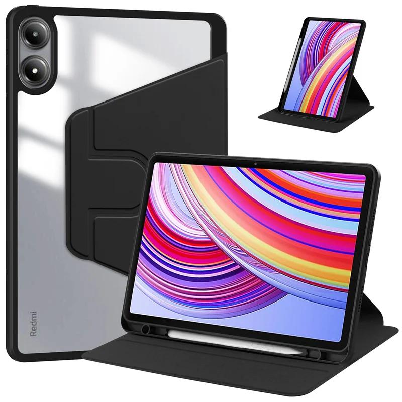 Étui Housse Pivotante à 360° Pour Redmi Pad Pro Étui 12.1 pouces avec Support Stylet Housse Pour Poco Pad 12 1 Tablette Poco Pad 12.1 noir