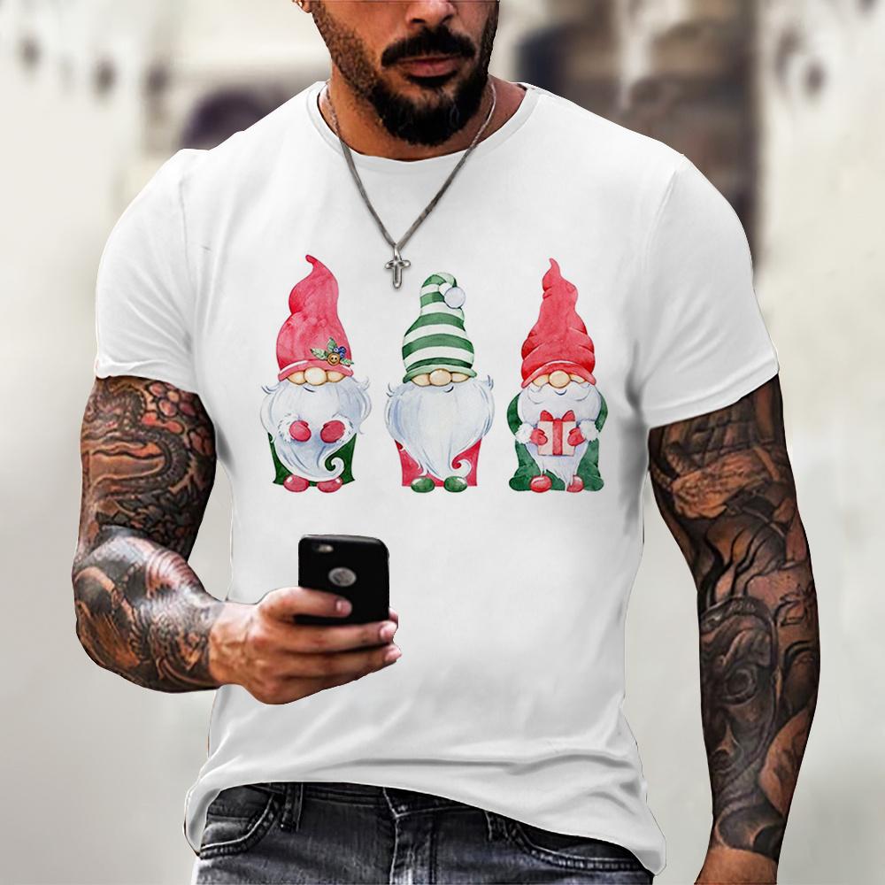 Fashion Holiday T-shirt Short Sleeve Street Santa Claus Print T-shirt