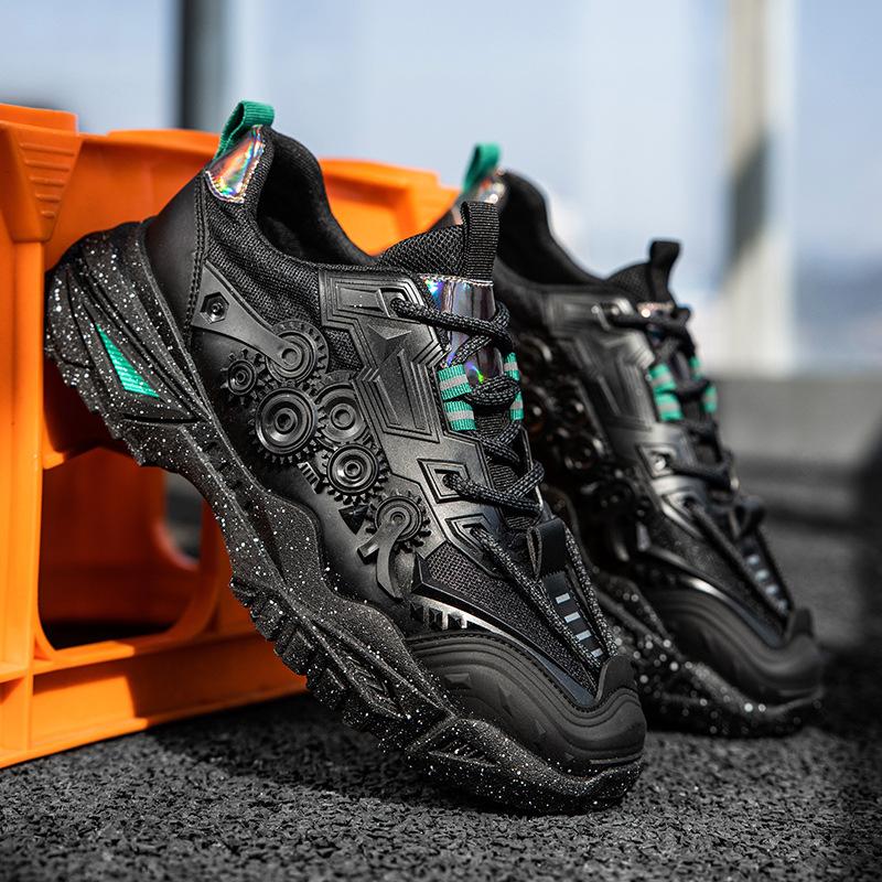 Fashion 2024 Spring New Men's Personality Gear Casual Sports Shoes Trendy Fashion Running Shoes Leather Stitching Men's Shoes