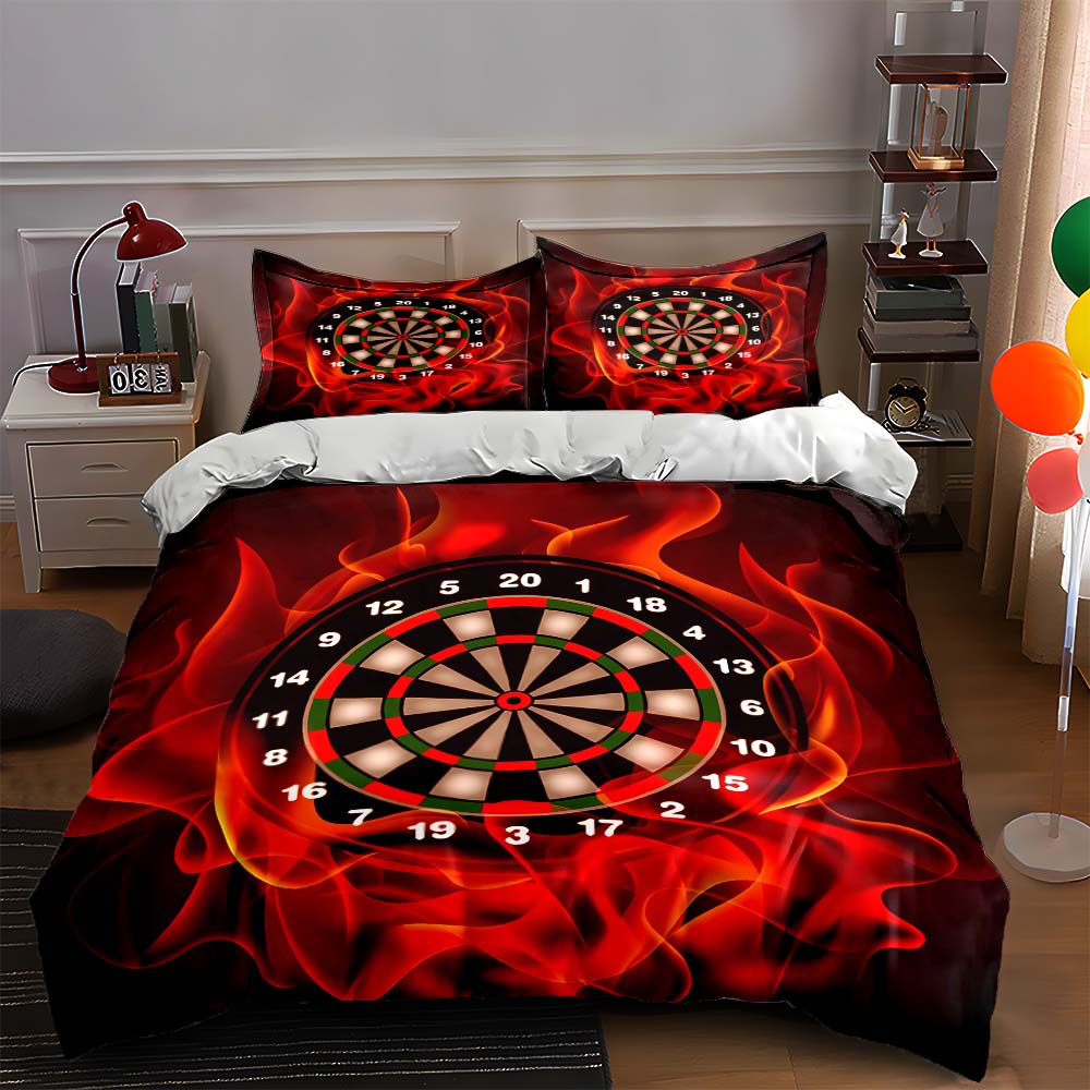

Dartboard fiery flames Bedding Duvet cover sets Duvet covers Pillowcases gifts (1 * Duvet Cover 2 * Pillowcases, without duvet insert) 135x200cm