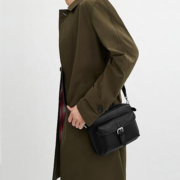 Coach Warner 22 Abnehmbarer Riemen Reißverschluss Leder Crossbody Tasche Kleine Herrentaschen Schwarz CW218-SVBK