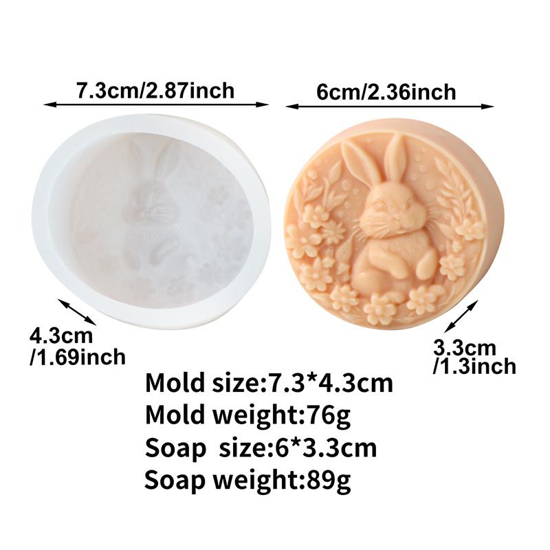 3D Relief Flower Rabbit Silicone Soap Mold DIY Easter Bunny Resin Plaster Making Animal Chocolate Cake Mould Gift Home Decor