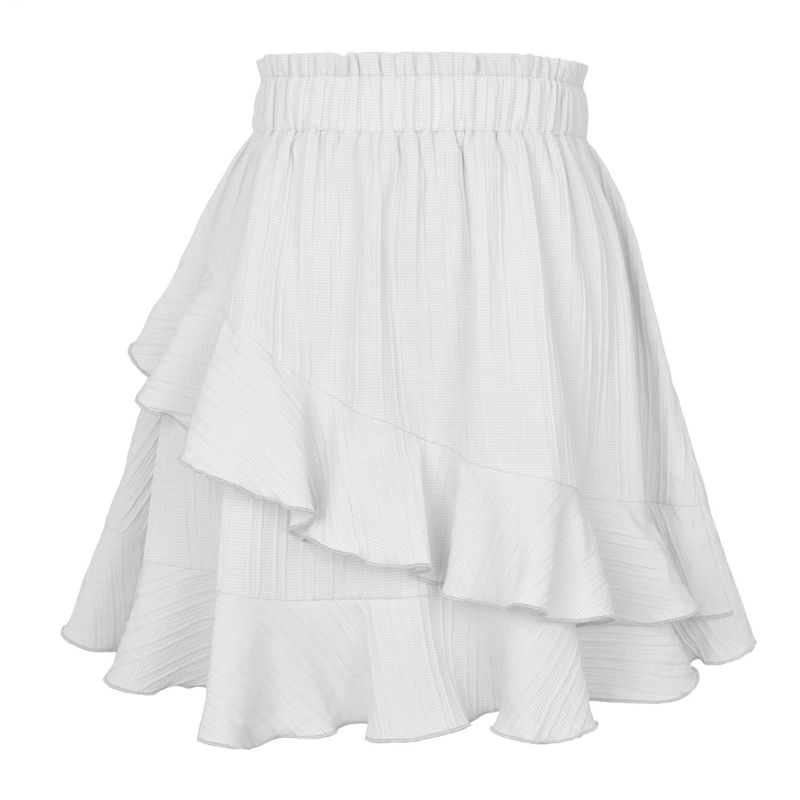 Fashion Style Ruffles Skirt High Waist Asymmetrical Pure Color Skirt High Waist Ruffled Skirt