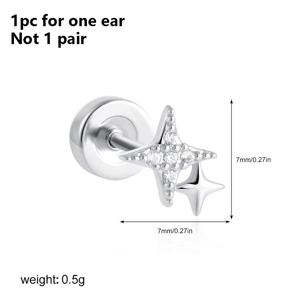 1PC Stainless Steel Star Moon Sun Stud Earrings For Women Simple Daily Wear Cartilage Piercing Earring Punk Unisex Rock Jewelry
