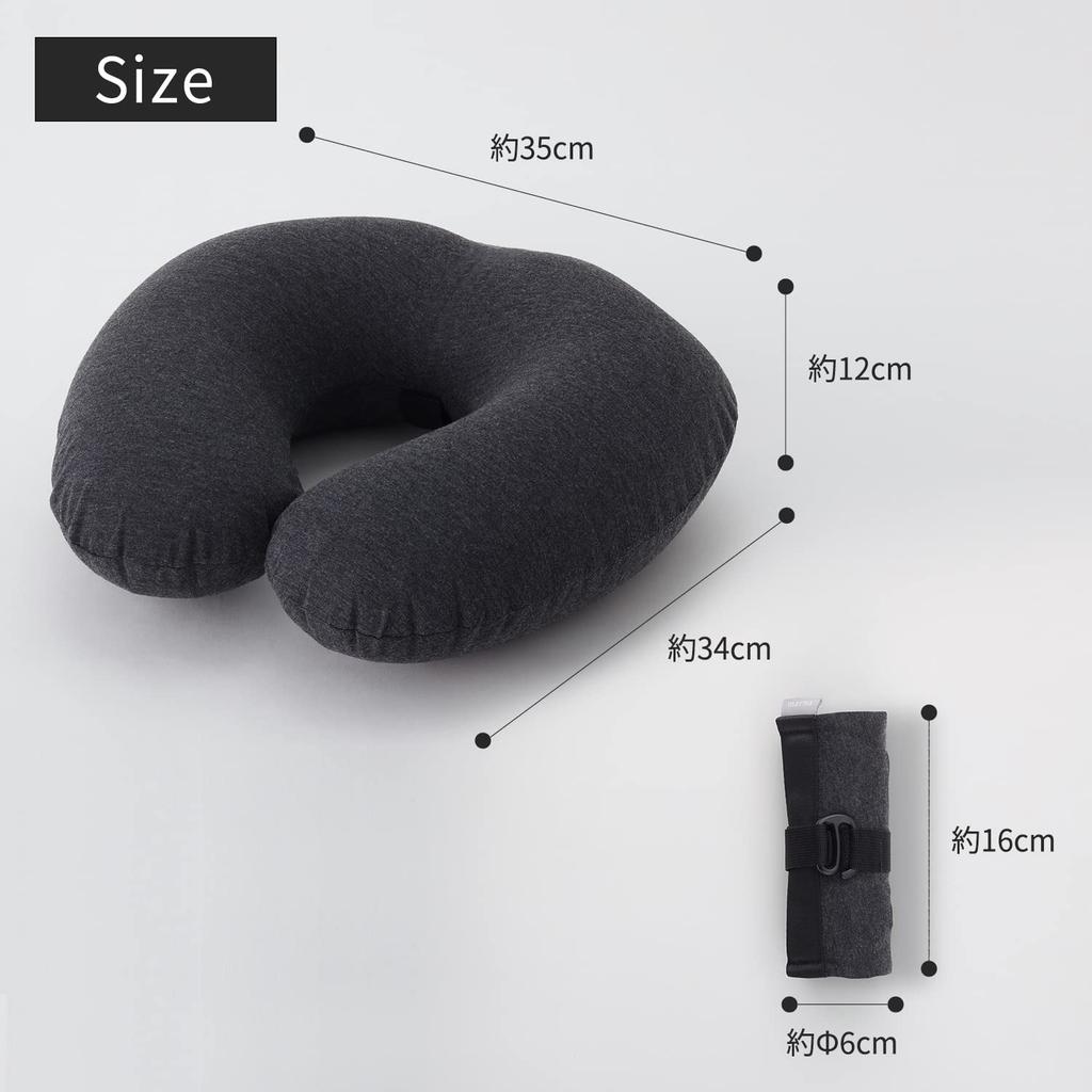 Marna Fuu Neck Pillow In One To Fit In One Neck Pillow Compact Air Neck Pillow Gray JA053GY (inflates Breath/folds Hand/washable) (for