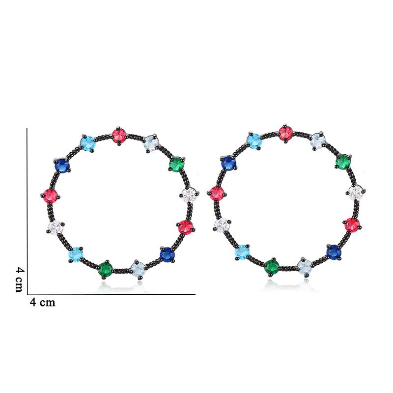 WWJ Hollow Out Golden Color Colourful Zirconia Stud Earrings