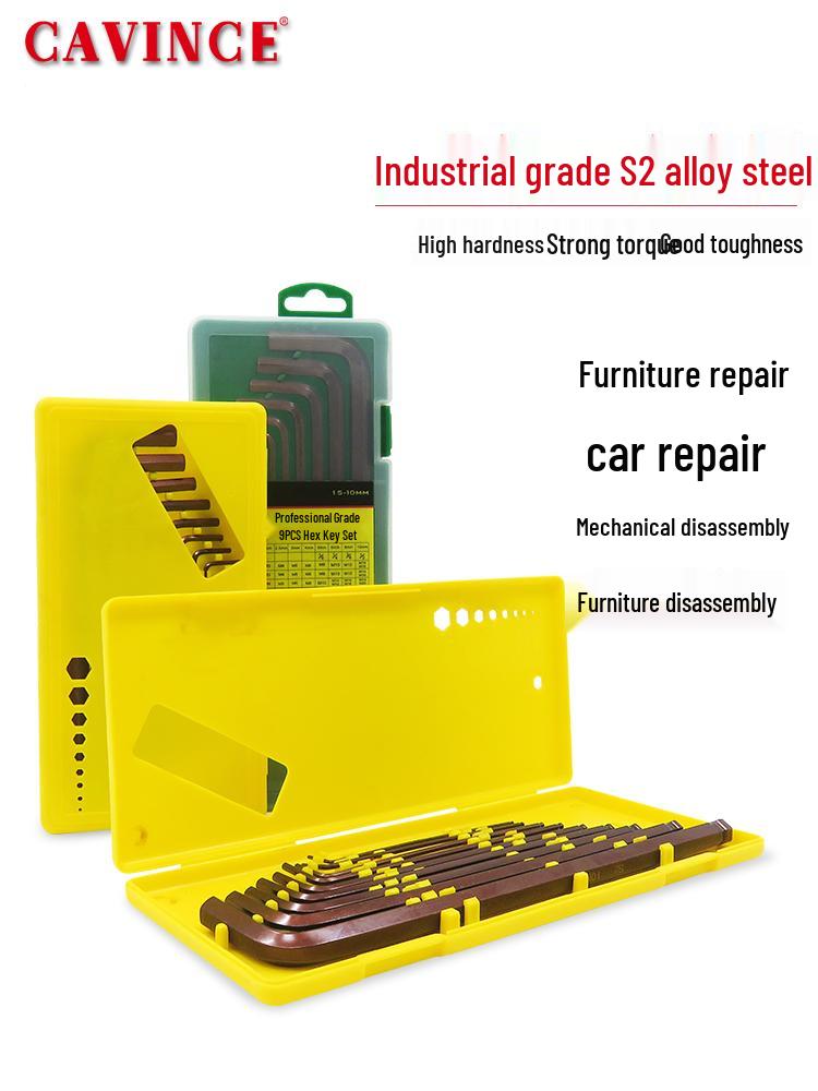 Industrial Color Hex Wrench Set: Chrome Vanadium Ball Head, Torx, Phillips, Star, Medium-Long, Foldable, Multi-Purpose.