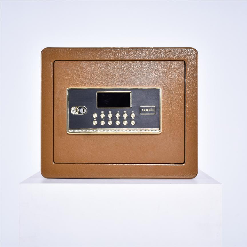 Pancerny domowy sejf z zamkiem elektronicznym i kluczem 30x36x30 cm brązowy