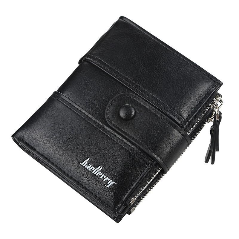 Men's Short Wallet European American Youth Multi Card Buckle Large Capacity Zipper Coin Purse