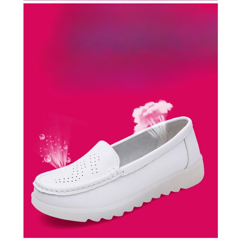 New Nurse Shoes for Women Soft-soled Anti-slip Breathable Perforated and Odor-resistant Flat Shoes