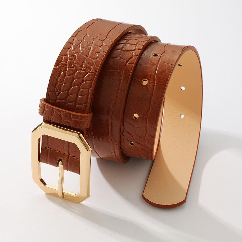 

The Women s Belt with A Versatile Decoration, Crocodile Pattern and Square Buckle, Exudes A High-end European and American Style 100cm