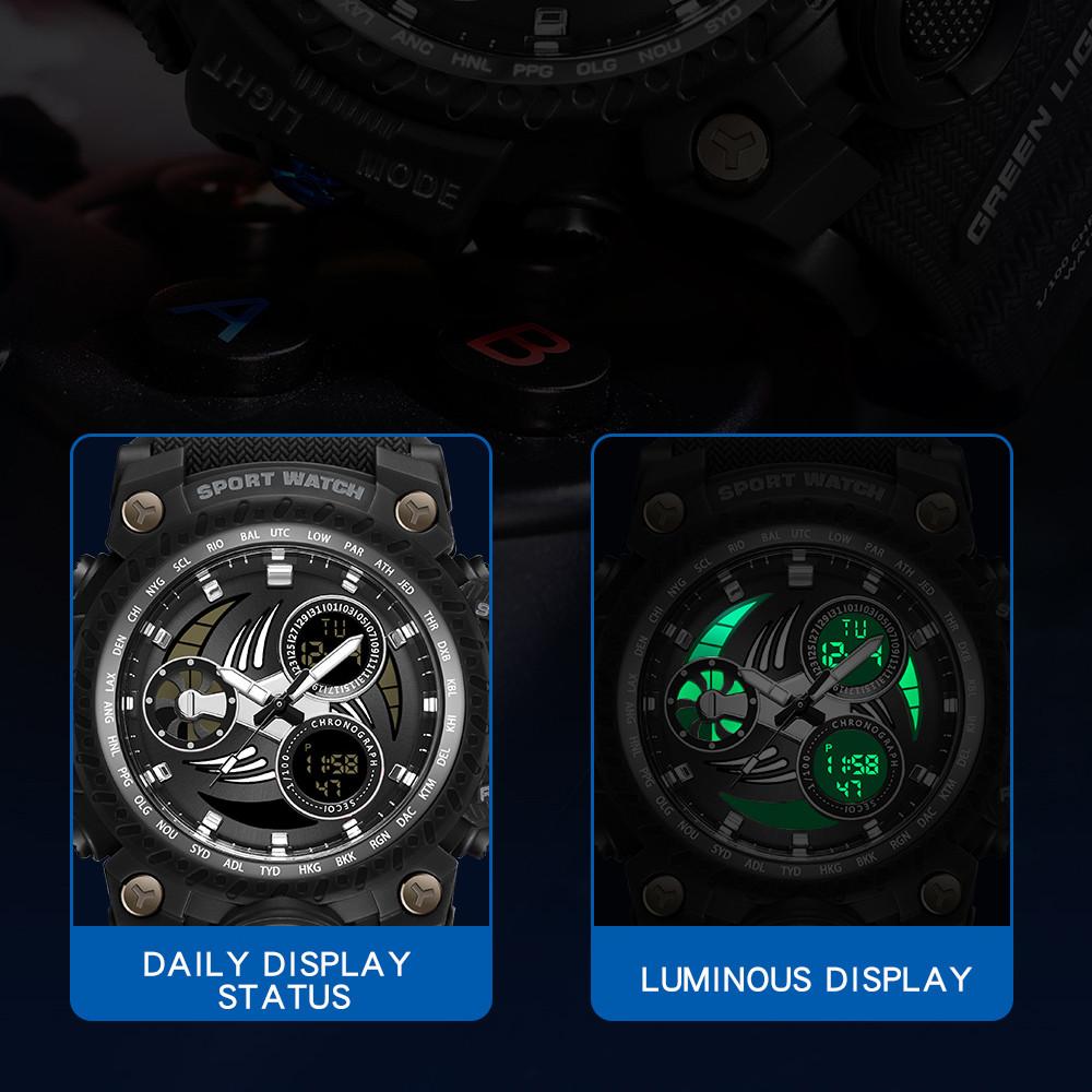 SANDA Nové modely prodávají mladé elektronické hodinky Luminous Waterproof Fashion Větruodolné pánské hodinky s budíkem