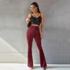 Women's Fashion Sexy High Waist Gold Velvet Ribbed Flared Pants