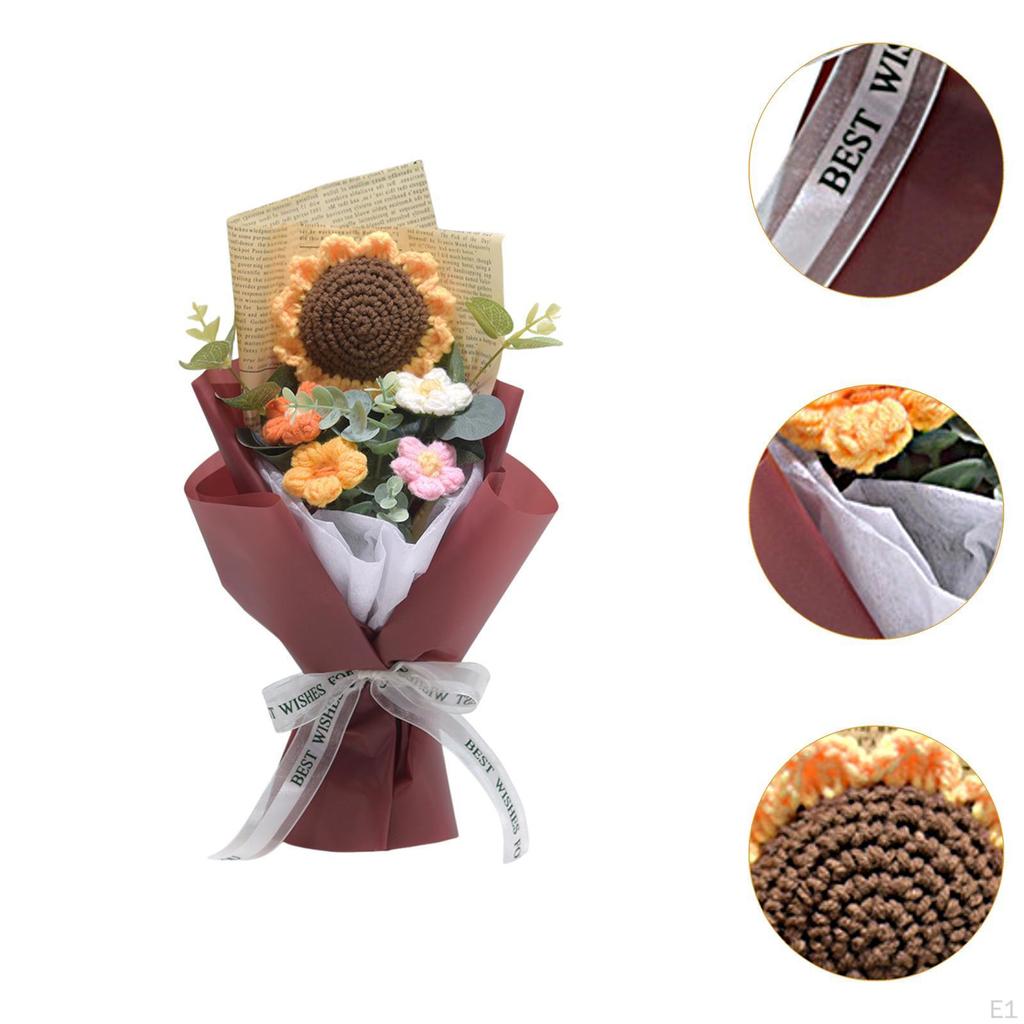 Crochet Flower Bouquet Artificial Finished Home Office Decor Floral