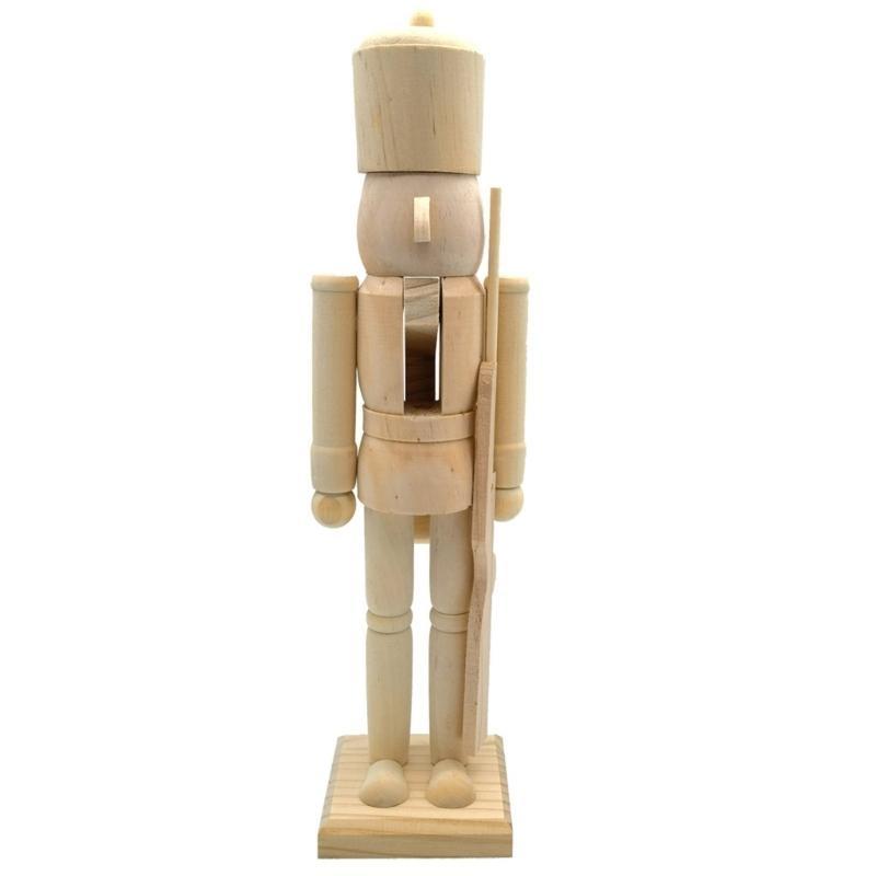38cm Christmas Nutcrackers Soldier Unfinished Nutcrackers Figurine Painting Craft Unpainted Puppet Ornament Decors