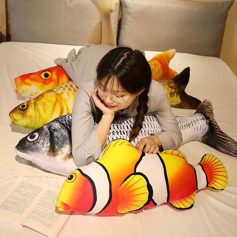 30-80cm 3D Simulation Gold Fish Plush Toys Stuffed Soft Animal Carp Plush Pillow Creative Sofa Pillow Cushion Gift Kids Toy