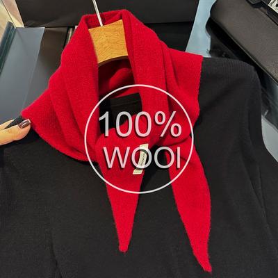 Britischer Koreanischer Dreiecksschal Nische 100% Wolle Dreiecksschal Damen Kopftuch Gestrickter Schal Winter Warm Poncho Echarpe