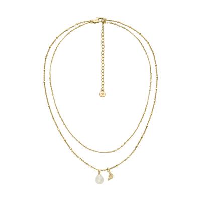 Perlen-Serie Doppelkette Lagen-Design Leicht Vielseitig Halskette Damen Halskette Gold Messing EGS3273710