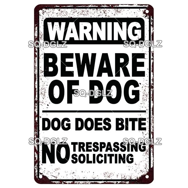 Warning Vintage Metal Sign Beware of Dog Tin Sign Shop Metal Plaque Decoration Plate Decor For Pub Bar Wall Decor Poster Gift