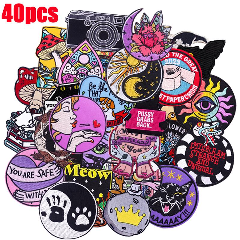 10 /20 /30 /40 /50pcs Wholesale High Quality Random Cartoon Embroidery Patch Diy Punk Patch Iron On Patches For Clothing On Clothes 