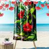 Red Tropical Hibiscus with Green Leaves Beach Towel Quick-drying for Travel Outdoor Sports Jogging Beach and Swimming