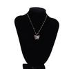Colorful Zircon Butterfly Pendant Necklaces for Women Girls Stainless Steel Trendy Romantic Jewelry Accessories Gifts