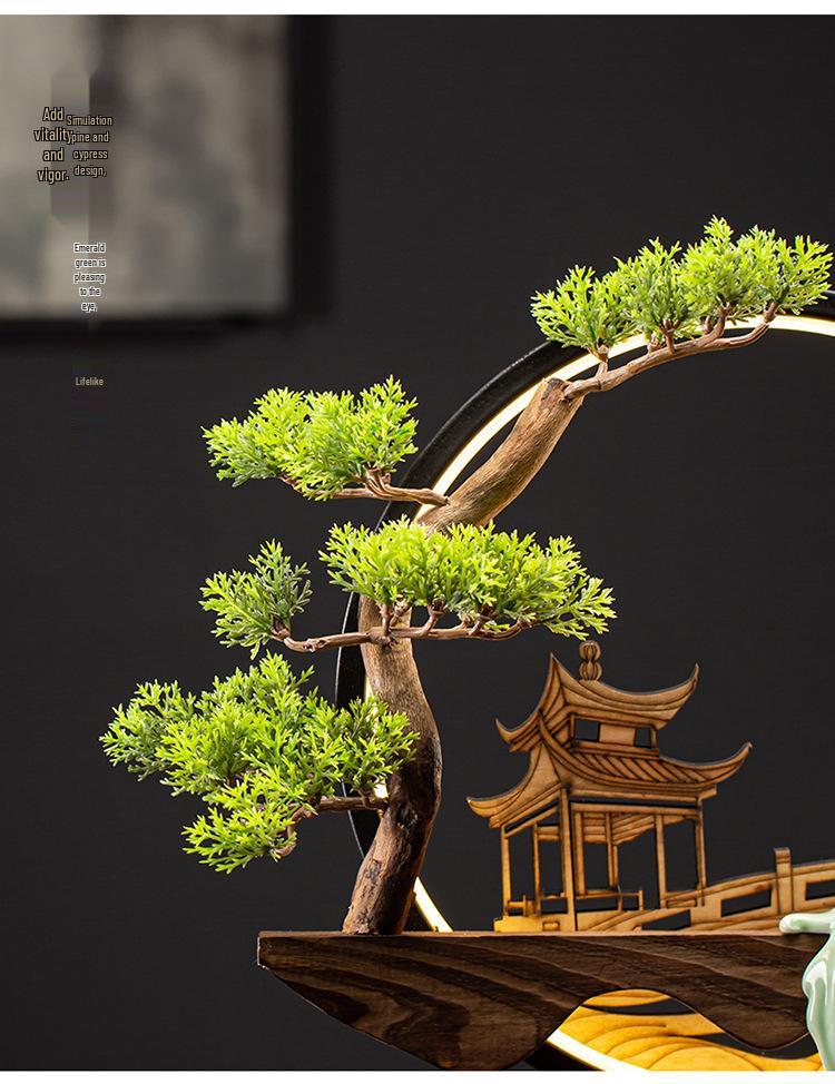 Chinese-Style TV Cabinet Backflow Incense Burner with LED Night Light - Dongting Lake Gift