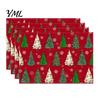 Holiday Party Supplies 4Pcs Christmas Linen Placemat Set, Cartoon Snowman Gingerbread Gnome Table Pattern Placemats Mat, Heat Resistant Place Mat for