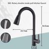 360° Stainless Steel Kitchen Faucet Single Hole Pull-out Spout Kitchen Sink Mixer Faucet Flow Spray Head Rotate Cleaning Faucet