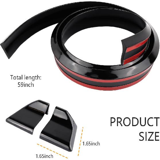 Spoilers For Cars,4.9 Ft Reflective Carbon Fiber Spoiler Rear Spoiler Wing For Car Decorations,Universal Punch-Free Rubber Trunk Spoiler Trim Strip