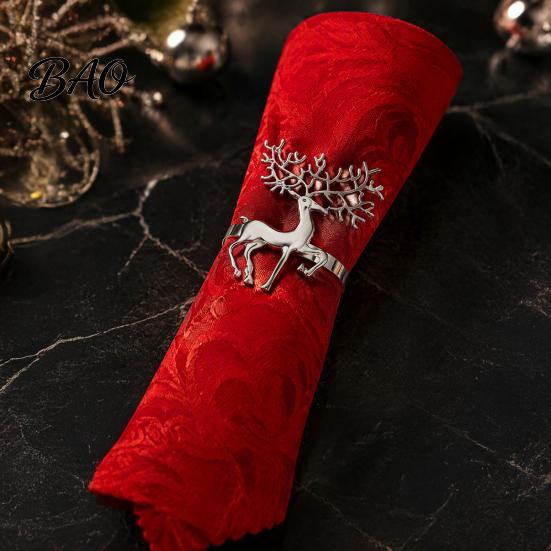 Holiday Themed Napkin Holders Christmas Deer Ring, Alloy Elk Holder, Golden Rings for Wedding Ring Winter Party Festive Dining Table Decoration Nordic