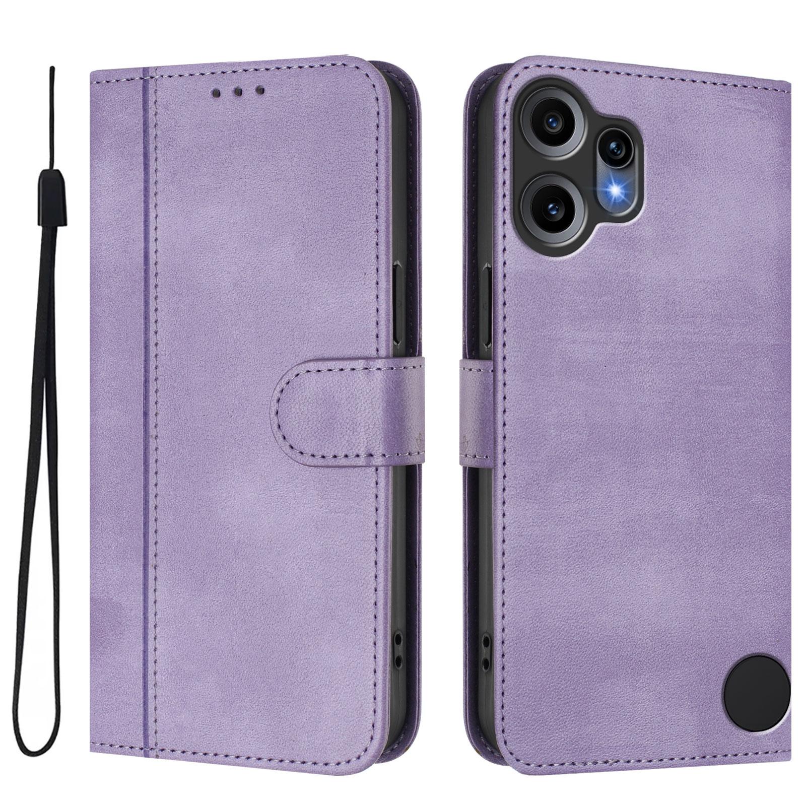 

Для Nothing CMF Phone 2 Pro Чехлы Кошелек Подставка Кожаный Чехол для Телефона с Ретро Текстурой и Шнурком Light Purple