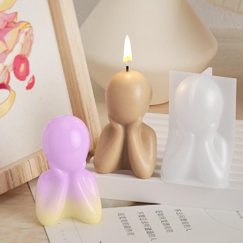 Candle Moulds Figurine Crafts Moulds Hand-making Tools Support Cheek Human Shaped Non-stick Silicone Material for DIY