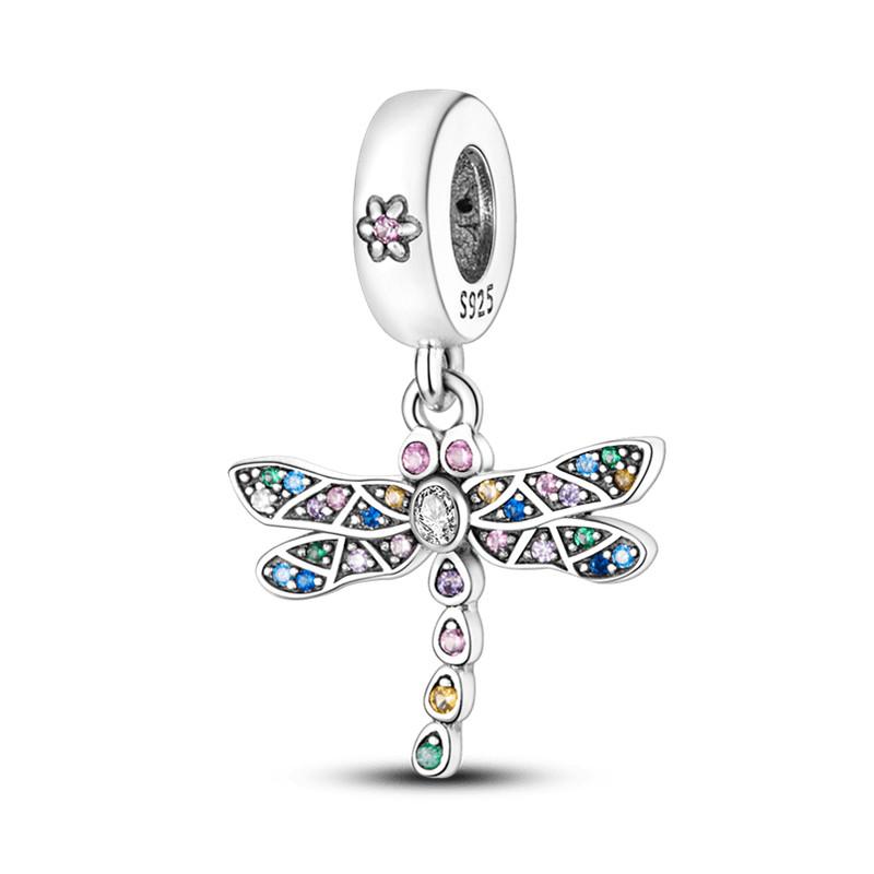 925 Sterling Silver Glow Firefly Butterfly Charms Fit Módní Originální náramky Dragonfly Bee Hmyz korálky Vlastní výroba šperků