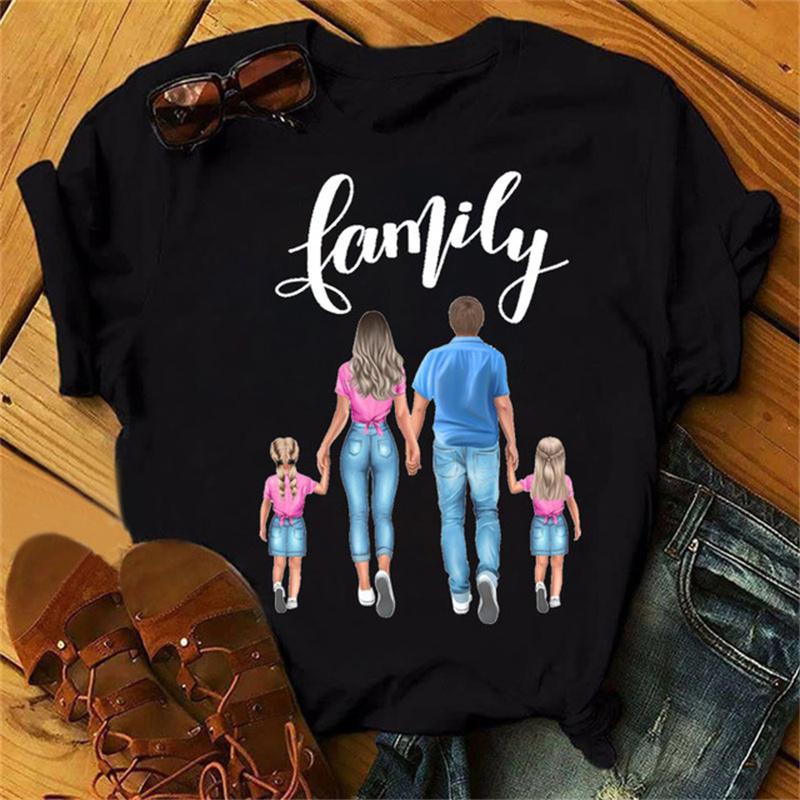 Women Fashion Love Family Short Sleeve T Shirt Mama Mom Mother Tshirts Cartoon Graphic T Top Lady Print Female Tee Shirt