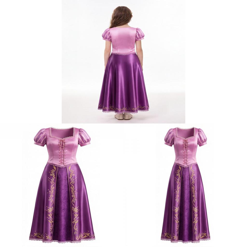 Gubancos Rapunzel Cosplay Ruha Lányoknak Szatén Szövetből Halloween Témájú Rendezvényekre