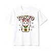Oversize Unisex Tshirt Vintage Tokyo Unisexeki Neko Print Soft Cotton Short Sleeve Daily Wear Casual Male Tees