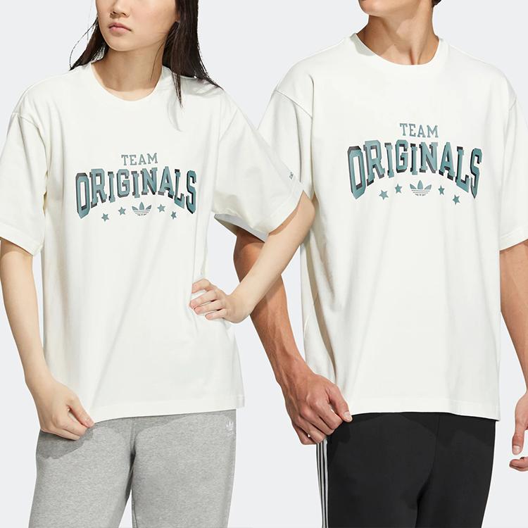 Adidas Originals Clover Letter Print Sports T-shirt Unisex Tops White HS2014