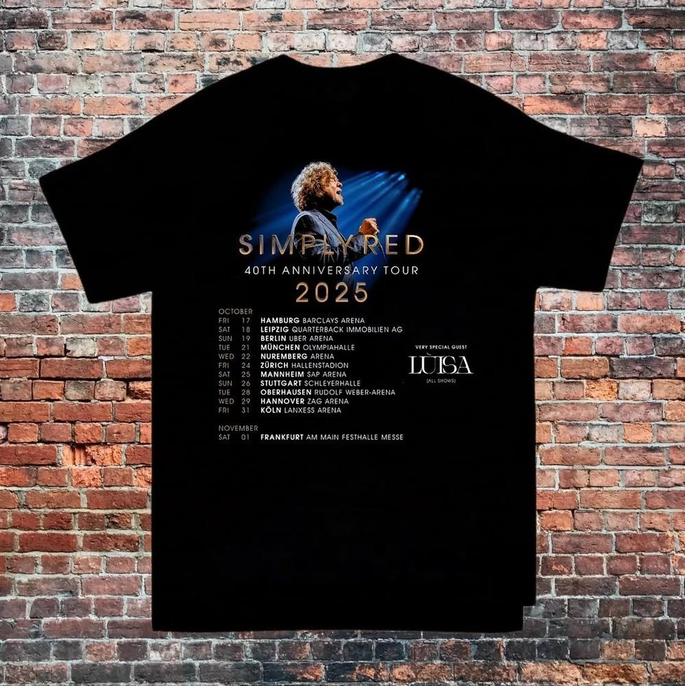 Simply Red 40th Anniversary Tour 2025  Full Size S-3XL Unisex T-Shirt XXXL