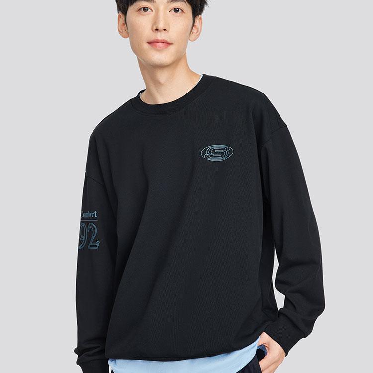 Skechers Sports Lifestyle Series Retro Loose Fit Crewneck Sweatshirt Unisex sweatshirt Carbon-Black L324U096-0018