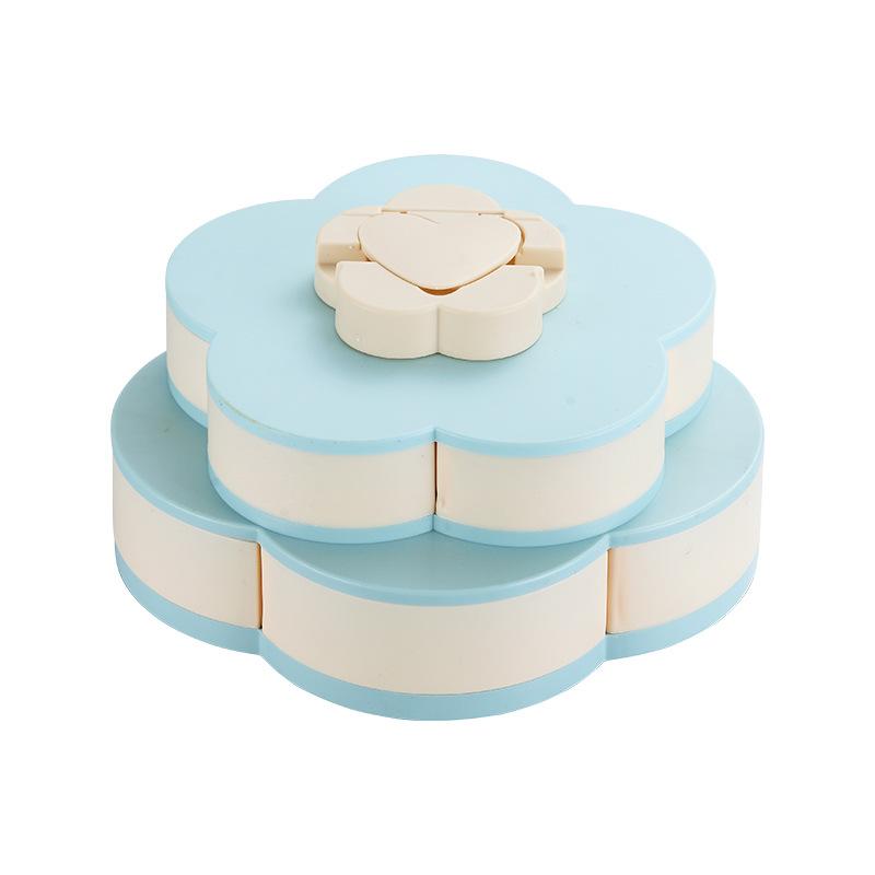 Chinese Style Double-layer Rotating Fruit Tray Candy Box Lotus Fruit Box New Year Candy Fruit Storage
