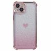 For iPhone 13 Anti-Scratch Phone Case Heart Pattern TPU Glittery Powder Phone Cover