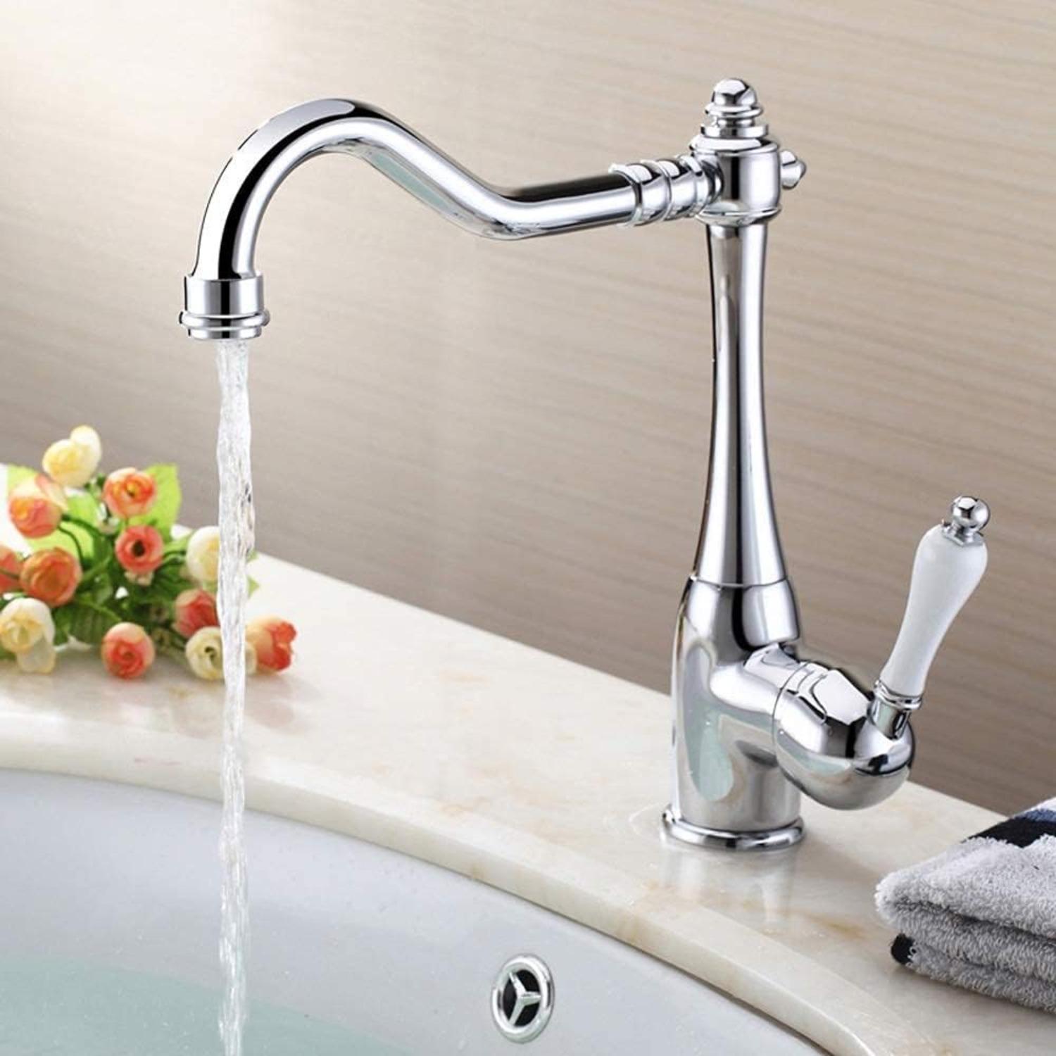 

Water Taps,Faucets, Kitchen Rustic Faucet Kitchen Faucet Tap Mixer Tap Mixer Tap Sink with Water-Tap Brass Handles,360 ° Adjustable/a срібний