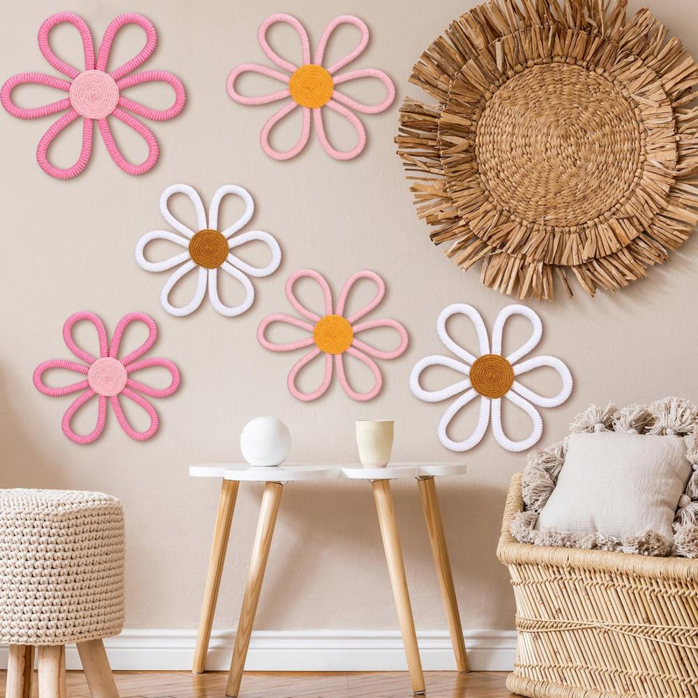 Wooden Flower Wall Decoration Rustic Wood Art Sign Bohemia Flower Wall Hanging Set Rustic Wooden Floral Art Decor for Home