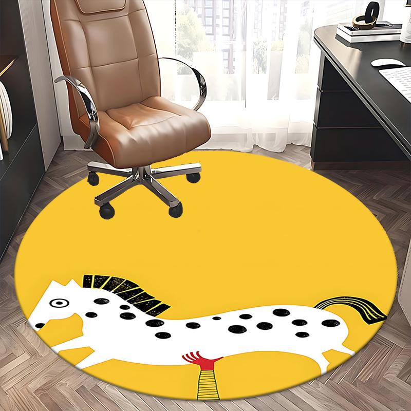 Creative Horse Design Chair Mat Round Carpet for Home Decor, Office Use, Living Room, Bedroom, Gift Idea0275b