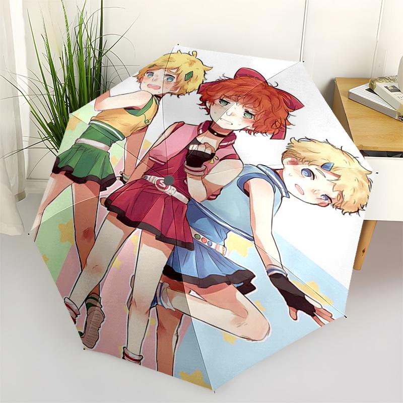 

1pc Rainbow Star Automatic Opening/Closing Outdoor Umbrella with Sailor Moon Characters - Portable 3-Fold Design, 8-Bone Iron Frame Outdoor Umbre