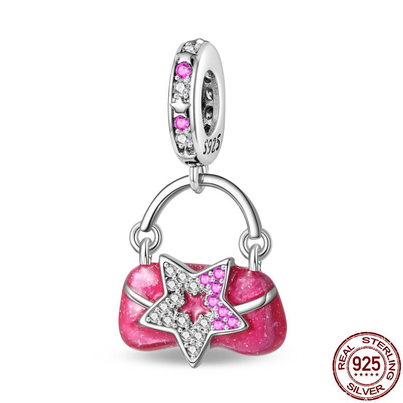 Genuine Copper Pink Princess Series-Crown Pendant Fit 3Mm Pan Bracelet Diy Charm For Women Jewelry Fashion Gift