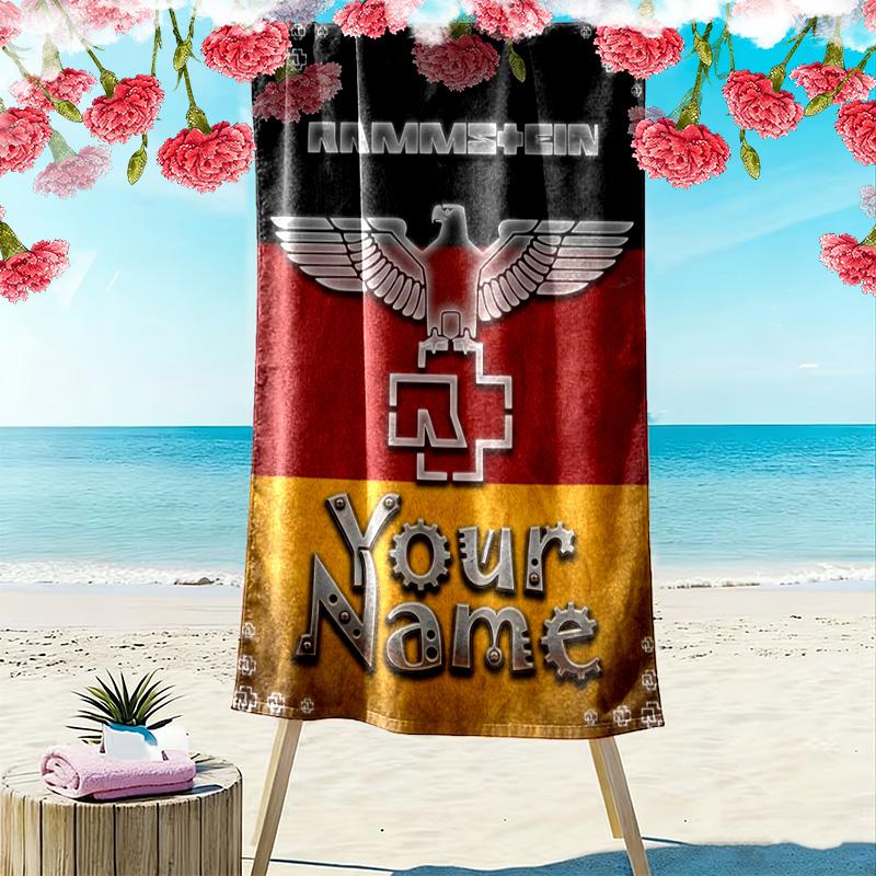 Name Custom German-language Band Print Beach Towel, Large Soft Quick Dry Towel for Beach Camping Swimming
