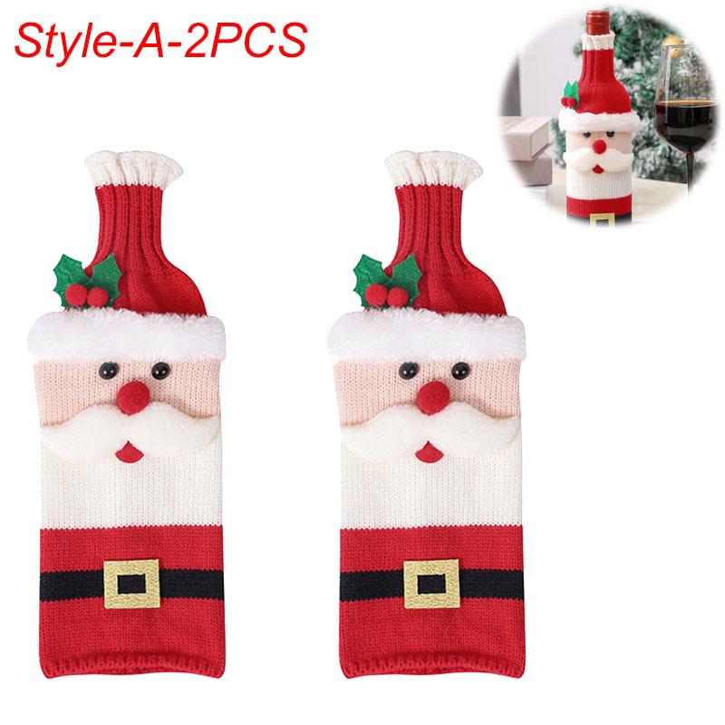 Vánoční sada obalů na láhve Santa Sněhulák Tkané sáčky na láhve na vánoční večírek Dekorace jídelního stolu Novoroční dárky